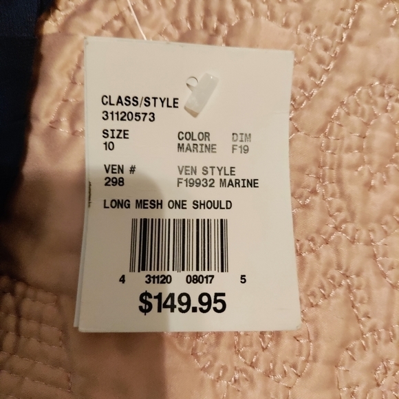 Nwt David's Bridal Long Mesh One Shoulder Maxi Dress In Marine Size 10 - Picture 6 of 9